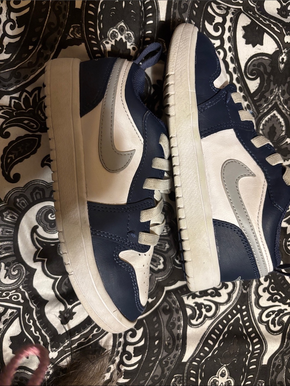 Jordan Kids Navy, White & Silver Low-Top Sneakers